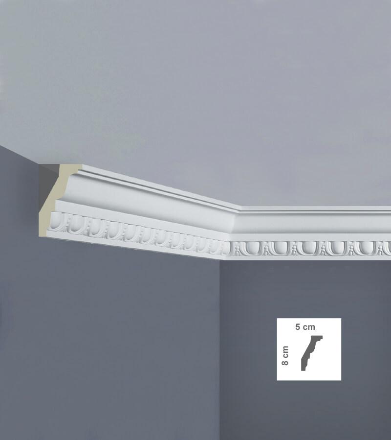 Graphic showing C3203 - Classic Coving's 5cm width and 8cm depth