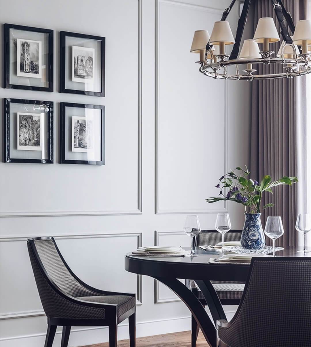 Chesterfield - Dado Rail installed in a dining room next to photos