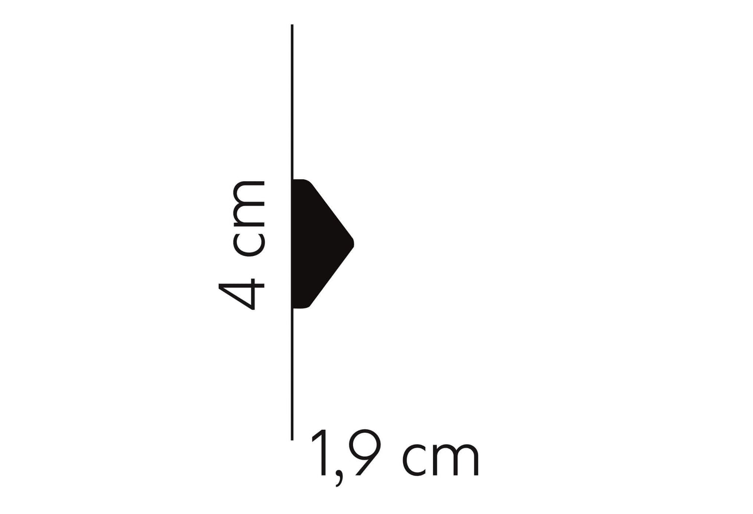 Graphic showing QL023 - Dado Rail's height and width