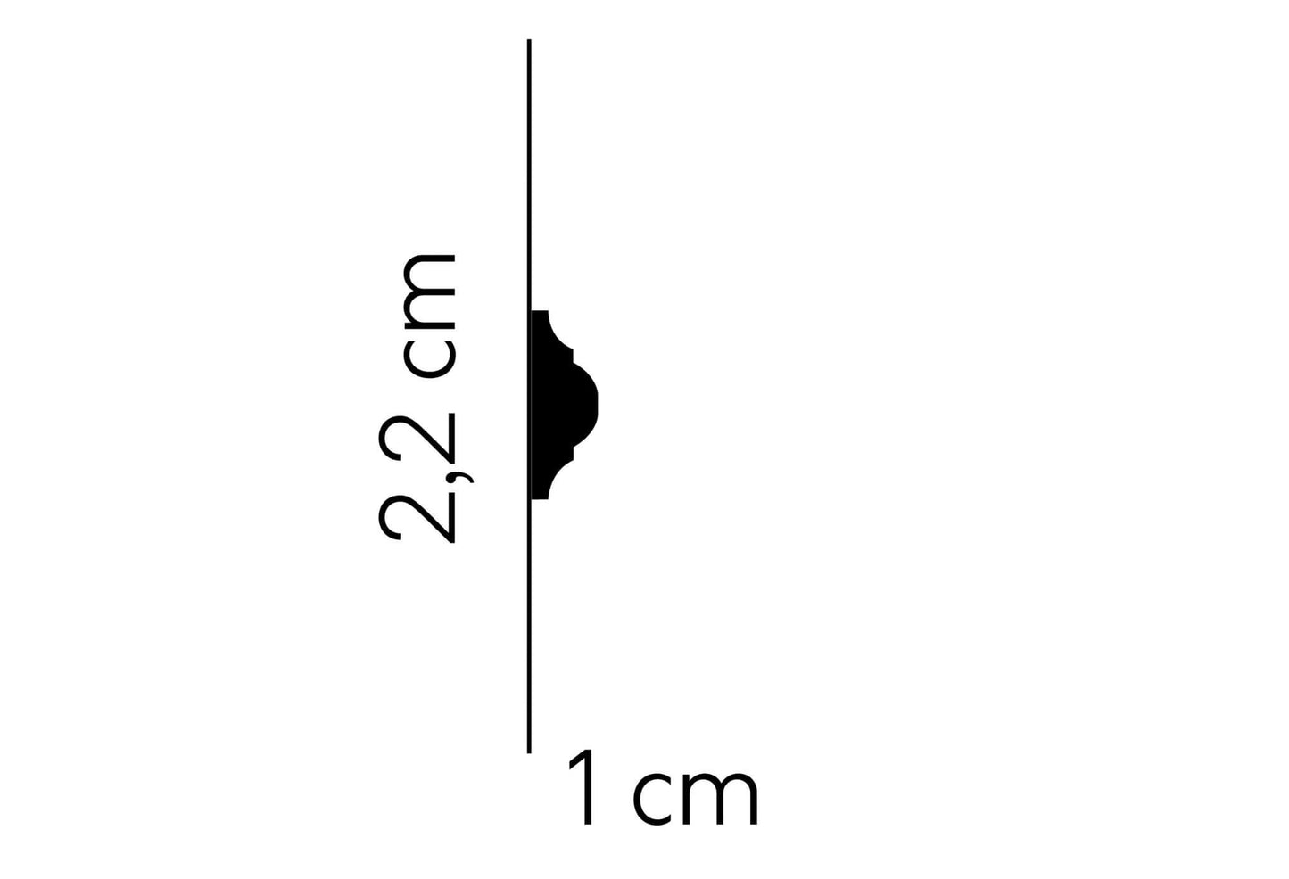 Graphic showing MD003 - Dado Rail's height and depth