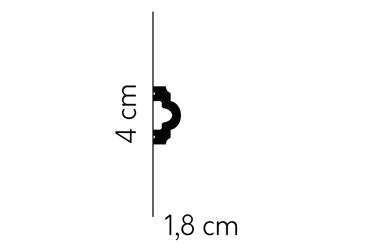 Graphic showing MD002 - Dado Rail's height and depth