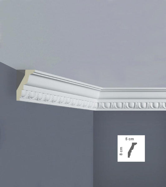 Graphic showing C3203 - Classic Coving's 5cm width and 8cm depth