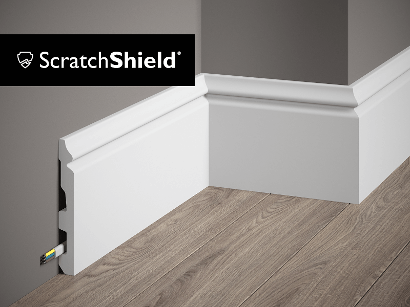 MD360P - Skirting Board with 'ScratchShield' logo