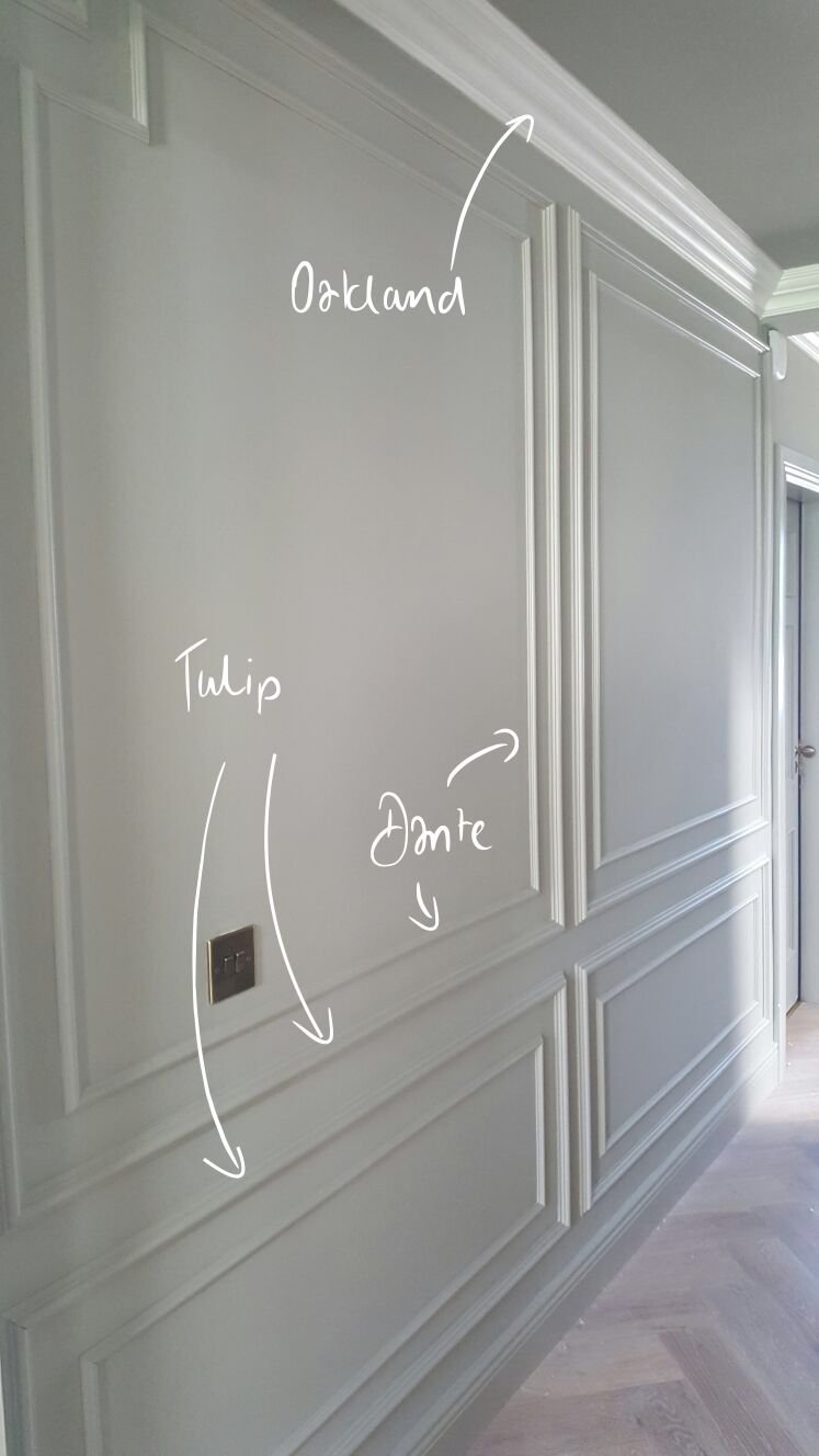 Dante and Tulip - Dado Rails installed on a white painted wall