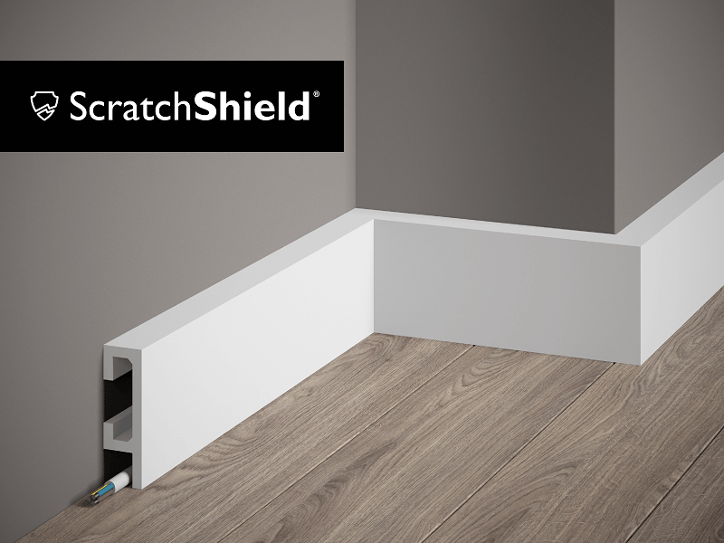 QL019P - Skirting Board with 'ScratchShield' logo
