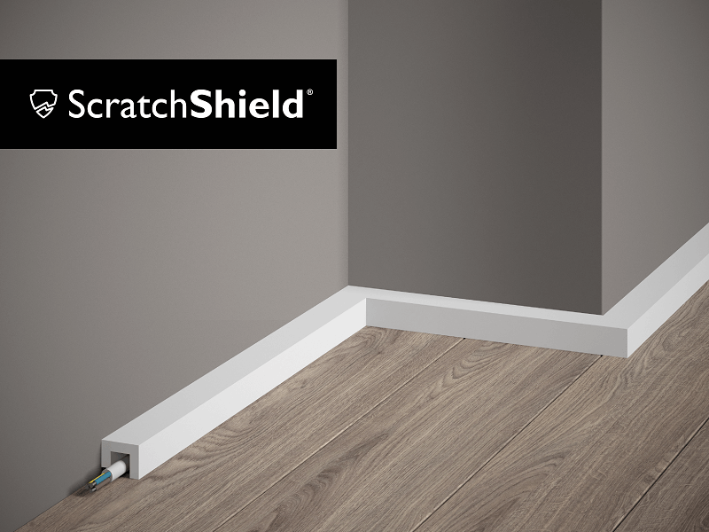 QL021P - Skirting Board with 'ScratchShield' logo